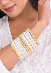 mamon creations metal fabric alloy crystal gold-plated bangle set
