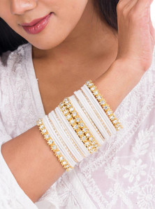mamon creations metal fabric alloy crystal gold-plated bangle set