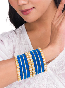mamon creations metal fabric alloy crystal gold-plated bangle set