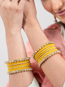 mamon creations metal fabric alloy crystal gold-plated bangle set