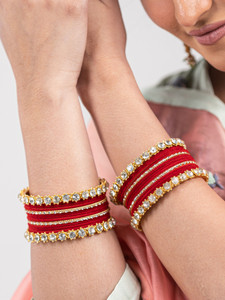 mamon creations metal fabric alloy crystal gold-plated bangle set