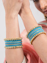 Mamon Creations Metal, Fabric, Alloy Crystal Gold-plated Bangle Set