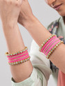 Mamon Creations Metal, Fabric, Alloy Crystal Gold-plated Bangle Set
