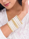 Mamon Creations Metal, Fabric, Alloy Crystal Gold-plated Bangle Set
