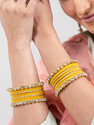 Mamon Creations Metal, Fabric, Alloy Crystal Gold-plated Bangle Set