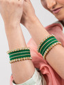 Mamon Creations Metal, Fabric, Alloy Crystal Gold-plated Bangle Set