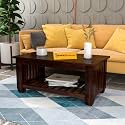Mamta Furniture Sheesham Wood Coffee Table | 34 x 18 x 16 Inches | Walnut Finish | Living Room Table | Solid Wood Center Table with Shelf | Dining Room