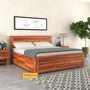 mamta furniture sheesham wood king size bed with box storage  honey finish  wooden palang for bedroom amp living room  master bedroom  guest room  diy assembly