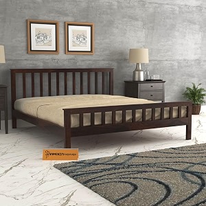 mamta furniture sheesham wood handcrafted king size bed  walnut finish  double bed  wooden cot  bedroom amp living room  master bedroom  guest room