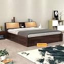 Mamta Furniture Sheesham Wood King Size Bed | Wooden Bed with Box Storage | Walnut Finish | Bedroom Bed | Master Bedroom | Guest Room | DIY Assembly | with Headboard