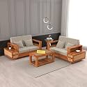 Mamta Furniture 1 Seater Wooden Sofa | Walnut Finish | Living Room | Solid Wood Frame | Compact Design | Drawing Room | Without Pillow