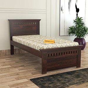 mamta furniture solid sheesham wood bedroom furniture single bed without storage without mattress for bedroom living room hotel guest room standard walnut finish