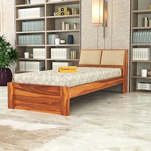 mamta furniture solid sheesham wood bedroom furniture single bed with 2 drawers without storage without mattress for bedroom living room hotel guest room standard honey finish
