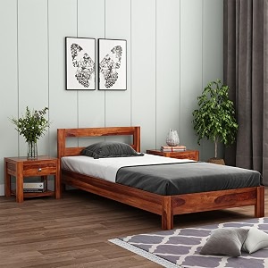 mamta furniture solid sheesham wood bedroom furniture niwar design double bed without storage without mattress for bedroom living room hotel guest room standard walnut finish
