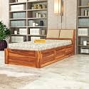Mamta Furniture Solid Sheesham Wood Bedroom Furniture Single Bed with 2 Drawes with Storage Without Mattress for Bedroom, Living Room, Hotel, Guest Room (Standard, Honey Finish)