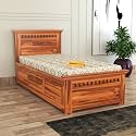 Mamta Furniture Solid Sheesham Wood Bedroom Furniture Single Bed with Storage Without Mattress for Bedroom, Living Room, Hotel, Guest Room (Standard, Honey Finish)