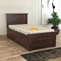 Mamta Furniture Solid Sheesham Wood Bedroom Furniture Single Bed with Storage Without Mattress for Bedroom, Living Room, Hotel, Guest Room (Standard, Walnut Finish)