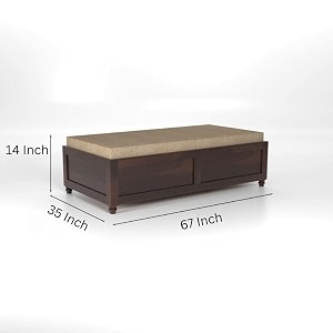 mamta furniture solid sheesham wood diwan cum bed with storage 3 seater sofa cum couch divan cot for home hall divan bed for living room without mattress and without pillow - walnut finish