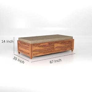 mamta furniture solid sheesham wood diwan cum bed with storage 3 seater sofa cum couch divan cot for home hall divan bed for living room without mattress and without pillow - honey finish