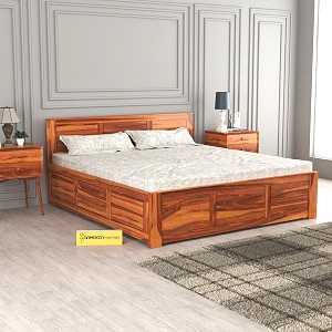 mamta furniture solid sheesham wood king size bed with box storage for bedroom furniture wooden palang for living room furniture honey finish