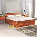 Mamta Furniture Solid Sheesham Wood King Size Bed with Box Storage for Bedroom Furniture Wooden Palang for Living Room Furniture (Honey Finish)