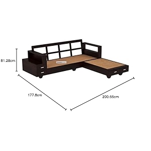 mamta furniture sheesham wood l shape sofa with storage drawer
