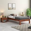Mamta Furniture Solid Sheesham Wood Platform Low Height Single Size Bed Without Storage for Bedroom Living Room | Wooden Palang for Home &amp; Hotel | Single Bed - Honey Finish