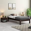 Mamta Furniture Solid Sheesham Wood Platform Low Height Single Size Bed Without Storage for Bedroom Living Room | Wooden Palang for Home &amp; Hotel | Single Bed - Walnut Finish