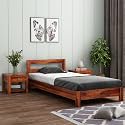 Mamta Furniture Solid Sheesham Wood Platform Low Height Single Size Bed Without Storage for Bedroom Living Room | Wooden Palang for Home &amp; Hotel | Single Bed - Honey Finish