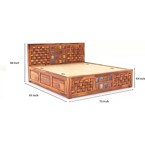 mamta furniture solid sheesham wood queen size for bedroom hotel double bed with box storage furniture for bedroomqueen box bed with storage - honey finish
