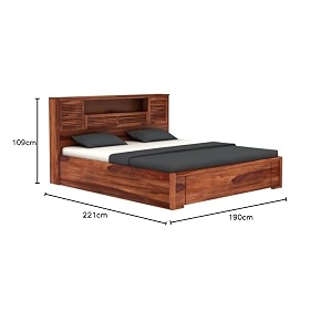 mamta furniture solid sheesham wood wooden king size bed for bedroomdouble cot bed with box amp headboard storage the perfect bed for the modern home natural finish