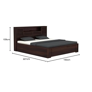 mamta furniture solid sheesham wood wooden queen size bed for bedroomdouble cot bed with box amp headboard storage the perfect bed for the modern home walnut finish