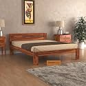 Mamta Furniture Solid Sheesham Wood Wooden King Size Bed Without Storage for Bedroom - Double Cot Base for Bed, Platform Low Height Bed (Honey Finish)