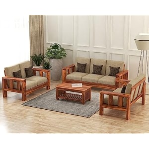 mamta furniture solid sheesham wooden 7 seater sofa set for living room furniture - honey finish brown