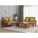 Mamta Furniture Wooden 4 Seater Sofa Set For Living Room, 2+2 Seater Sofa With 40 Density Cushions For Office &amp; Lounge, Four Seater Sofa Sets For Home, Sheesham Wood, Honey Finish, Honey Finish,Brown
