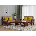 Mamta Furniture Wooden 4 Seater Sofa Set for Living Room, 2+2 Seater Sofa with 40 Density Cushions for Office &amp; Lounge, Four Seater Sofa Sets for Home, Sheesham Wood, Mahogany