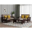 Mamta Furniture Wooden 4 Seater Sofa Set for Living Room, 2+2 Seater Sofa with 40 Density Cushions for Office &amp; Lounge, Four Seater Sofa Sets for Home, Sheesham Wood, Walnut