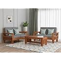 Mamta Furniture Wooden 4 Seater Sofa Set for Living Room, 2+2 Seater Sofa for Office &amp; Lounge, Four Seater Sofa Sets for Home, Sheesham Wood, Honey Finish - Brown