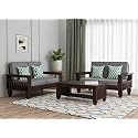 Mamta Furniture Wooden 4 Seater Sofa Set for Living Room, 2+2 Seater Sofa for Office &amp; Lounge, Four Seater Sofa Sets for Home, Sheesham Wood, Dark Walnut Finish