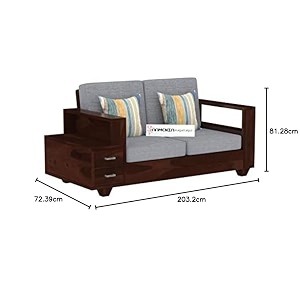mamta furniture wooden sofa set 7 seater 322 with drawer  walnut finish  family lounge seating  living room  drawing room  without pillow  solid wood frame