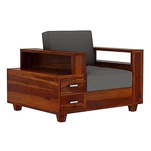 mamta furniture wooden sofa set for living room sofa set with attached end table with shelf amp 2 drawers 1 seater sofa set sheesham wood teak finish