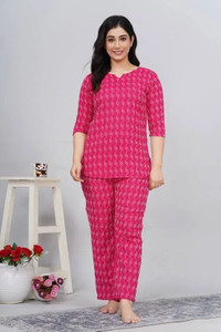 MAMTA TEXTILE Women Printed Pink Night Suit