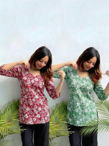 mamtahub Women Floral Print A-line Kurta