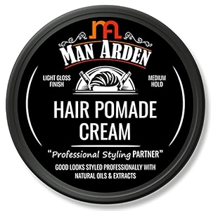 man arden hair pomade cream professional styling for anti frizz light gloss finish medium hold non greasy anytime re-stylable 50gm