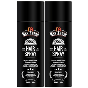 man arden hair spray - strong hold styling with nourishment - argan oil and bhringraj 180 ml x pack of 2