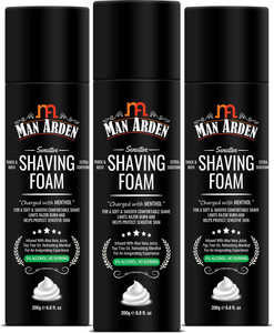 man arden shaving foam for sensitive skin - charged with menthol aloevera and tea tree 600 g