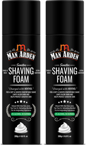 man arden shaving foam for sensitive skin - charged with menthol aloevera and tea tree 400 g