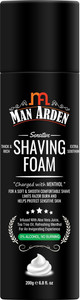 man arden shaving foam for sensitive skin - charged with menthol aloevera and tea tree 200 g
