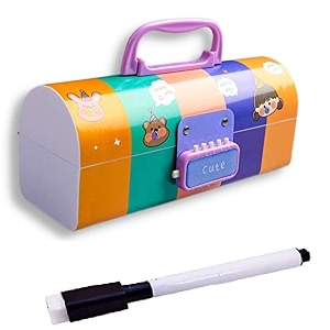 plastic pen pencil box suitcase style password lock pencil case multi-layer pencil box stationary organizer case for boys girls kids multicolor pencil case