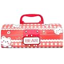 MANAKI ENTERPRISE Plastic Pen &amp; Pencil Box, Suitcase Style Password Lock Case, Multi-Layer Organizer for Kids, Boys, Girls - Return Gift (Bear Red)